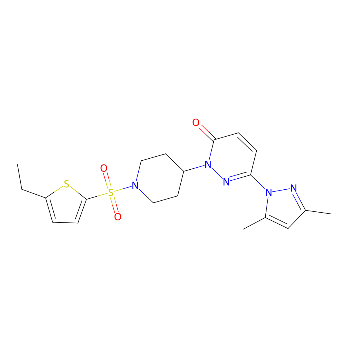 6-(3,5-dimethyl-1H-pyrazol-1-yl)-2-{1-[(5-ethylthiophen-2-yl)sulfonyl]piperidin-4-yl}-2,3-dihydropyridazin-3-one molecular structure, CAS 2380008-78-4