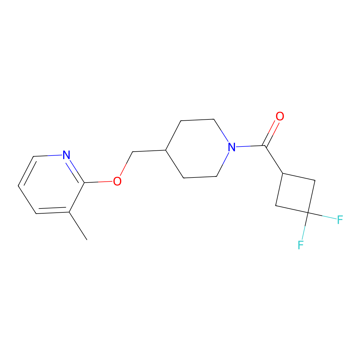 2-{[1-(3,3-Difluorocyclobutanecarbonyl)piperidin-4-yl]methoxy}-3-methylpyridine molecular structure, CAS 2380008-80-8
