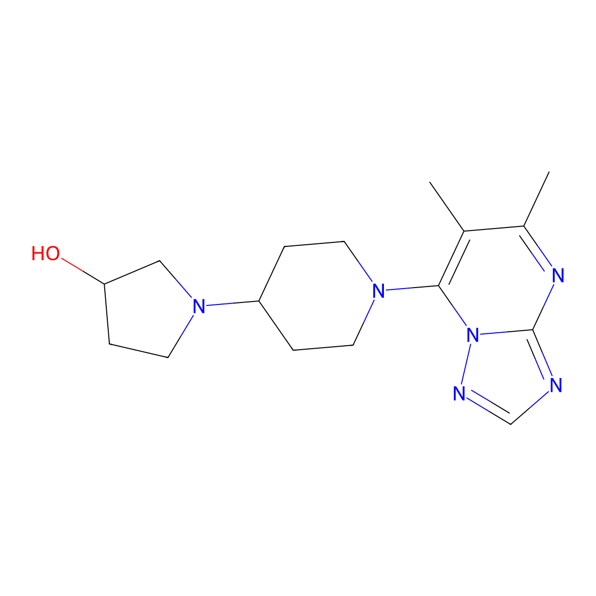 1-(1-{5,6-Dimethyl-[1,2,4]triazolo[1,5-a]pyrimidin-7-yl}piperidin-4-yl)pyrrolidin-3-ol molecular structure, CAS 2380008-82-0