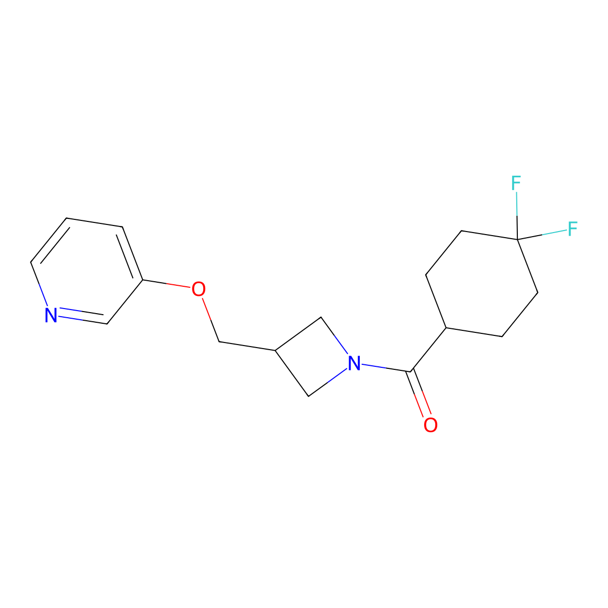 3-{[1-(4,4-Difluorocyclohexanecarbonyl)azetidin-3-yl]methoxy}pyridine molecular structure, CAS 2380008-86-4