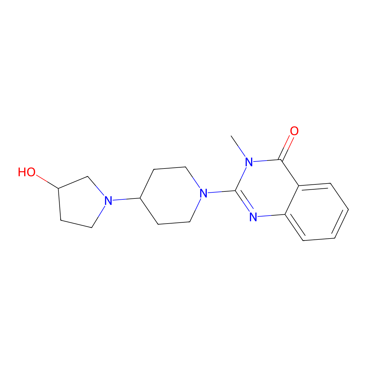 2-[4-(3-Hydroxypyrrolidin-1-yl)piperidin-1-yl]-3-methyl-3,4-dihydroquinazolin-4-one molecular structure, CAS 2380008-90-0