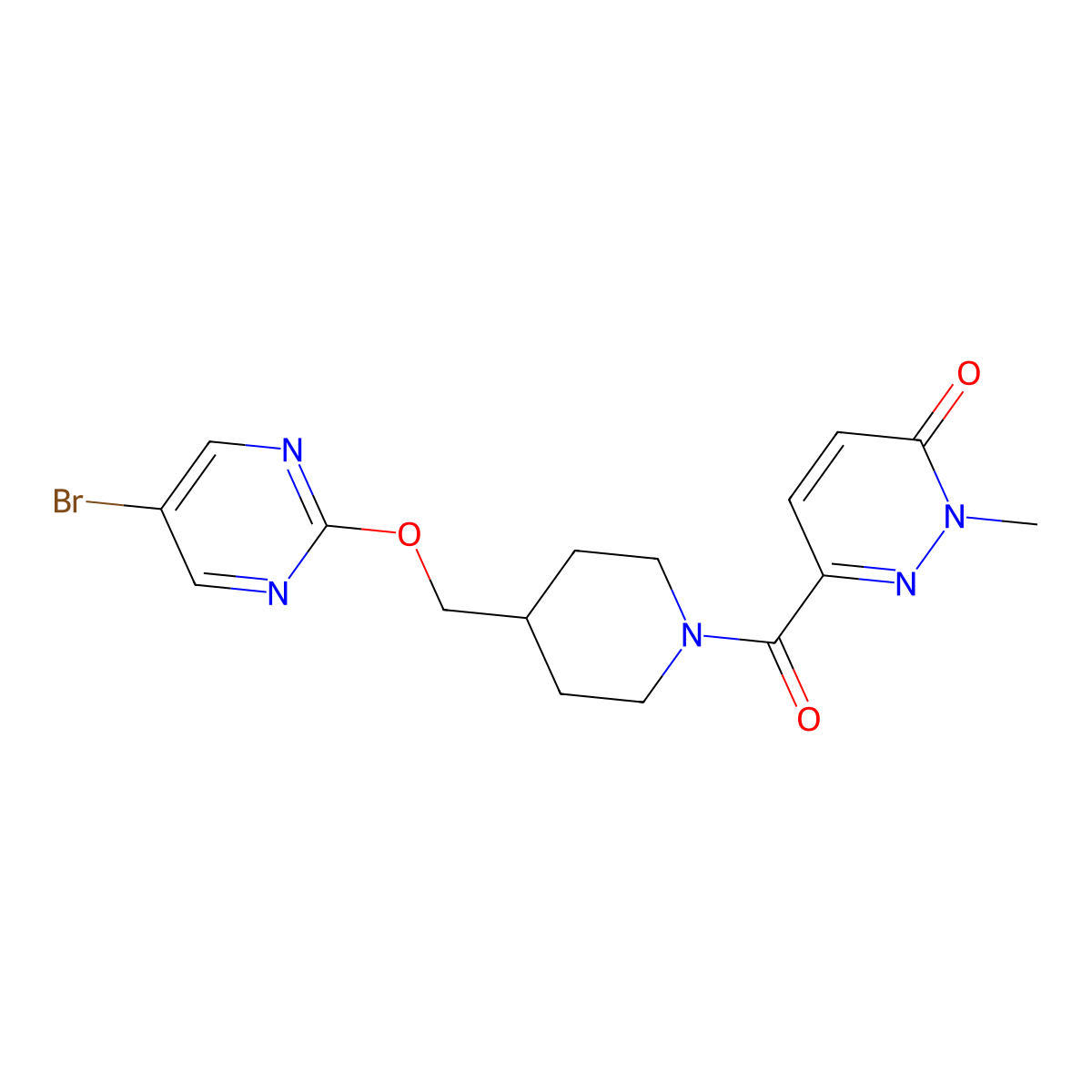 6-(4-{[(5-Bromopyrimidin-2-yl)oxy]methyl}piperidine-1-carbonyl)-2-methyl-2,3-dihydropyridazin-3-one molecular structure, CAS 2380008-92-2