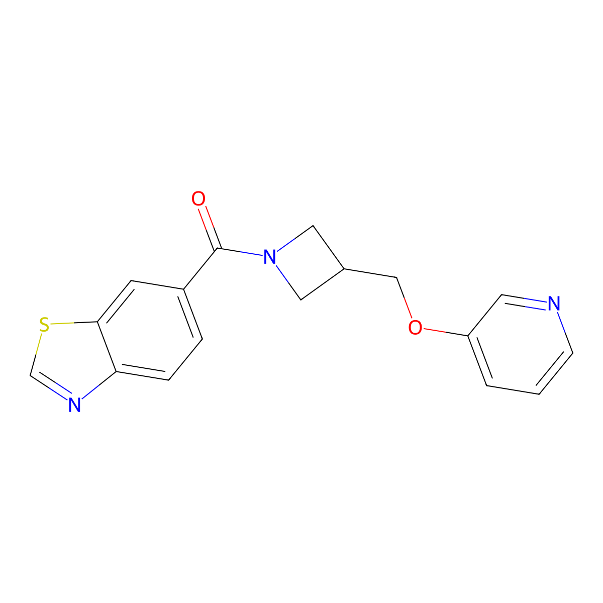 6-{3-[(Pyridin-3-yloxy)methyl]azetidine-1-carbonyl}-1,3-benzothiazole molecular structure, CAS 2380009-00-5