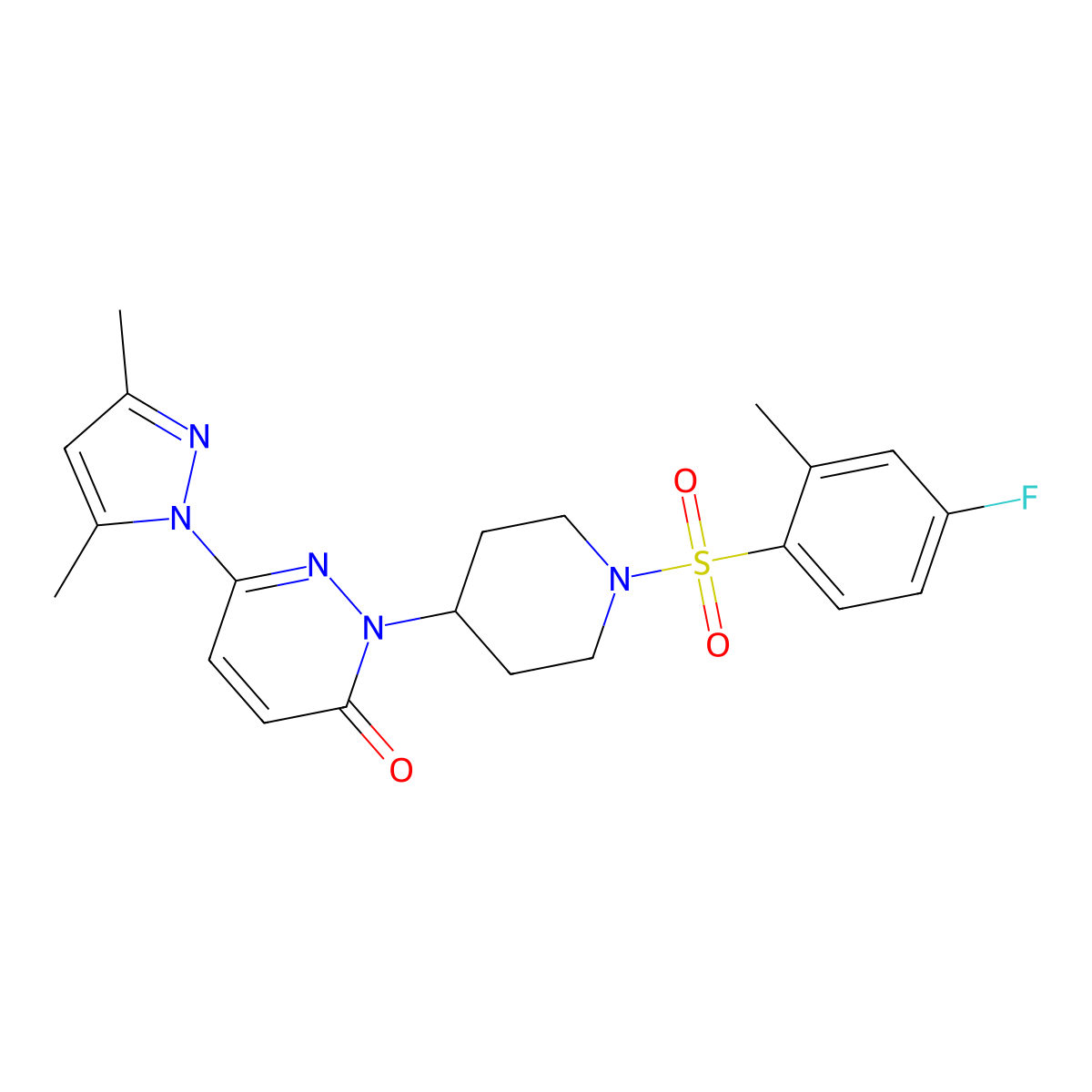 6-(3,5-dimethyl-1H-pyrazol-1-yl)-2-[1-(4-fluoro-2-methylbenzenesulfonyl)piperidin-4-yl]-2,3-dihydropyridazin-3-one molecular structure, CAS 2380009-04-9