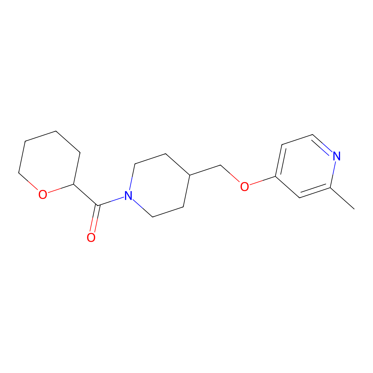 2-Methyl-4-{[1-(oxane-2-carbonyl)piperidin-4-yl]methoxy}pyridine molecular structure, CAS 2380009-05-0