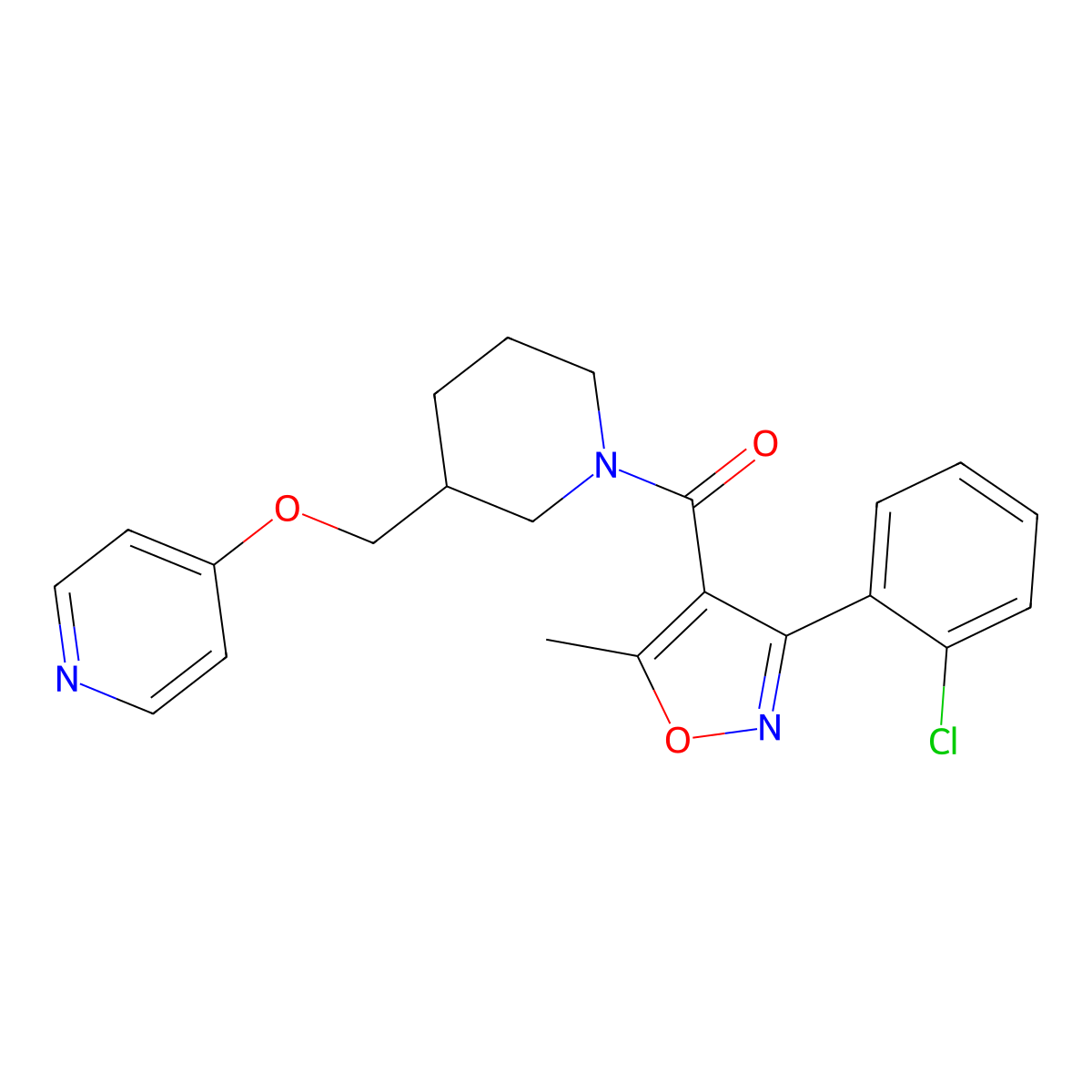 4-({1-[3-(2-Chlorophenyl)-5-methyl-1,2-oxazole-4-carbonyl]piperidin-3-yl}methoxy)pyridine molecular structure, CAS 2380009-08-3