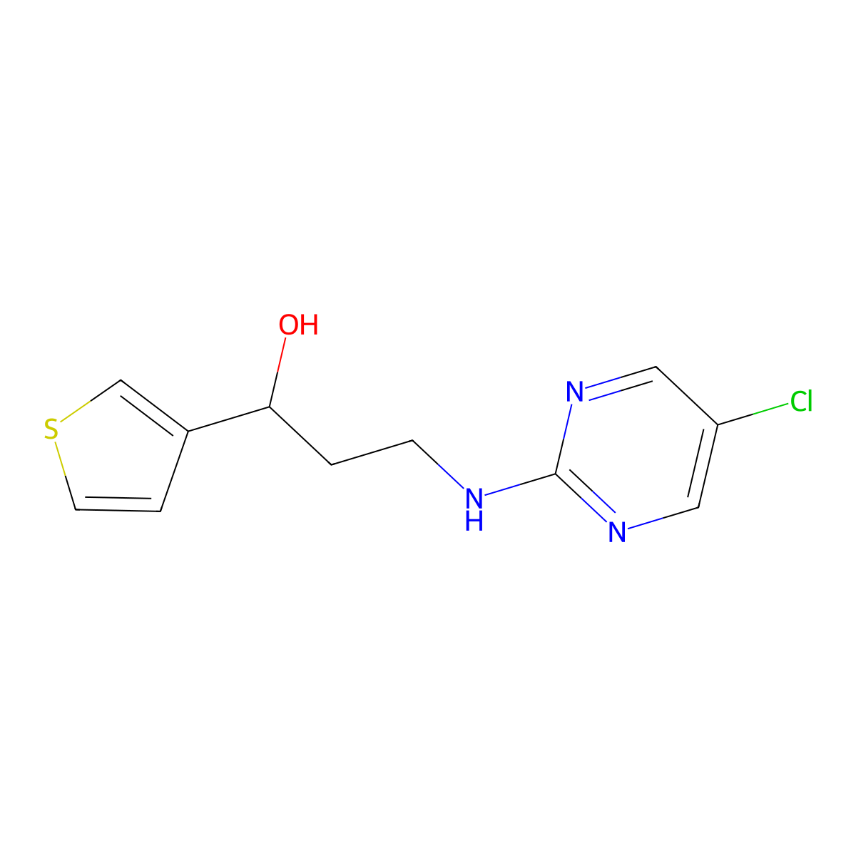 3-[(5-Chloropyrimidin-2-yl)amino]-1-(thiophen-3-yl)propan-1-ol molecular structure, CAS 2380009-13-0
