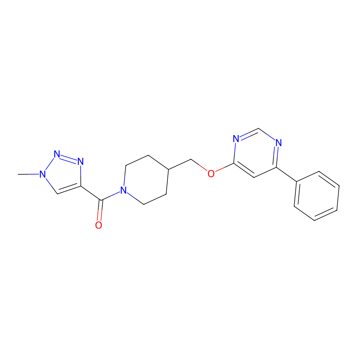 4-{[1-(1-methyl-1H-1,2,3-triazole-4-carbonyl)piperidin-4-yl]methoxy}-6-phenylpyrimidine molecular structure, CAS 2380009-15-2