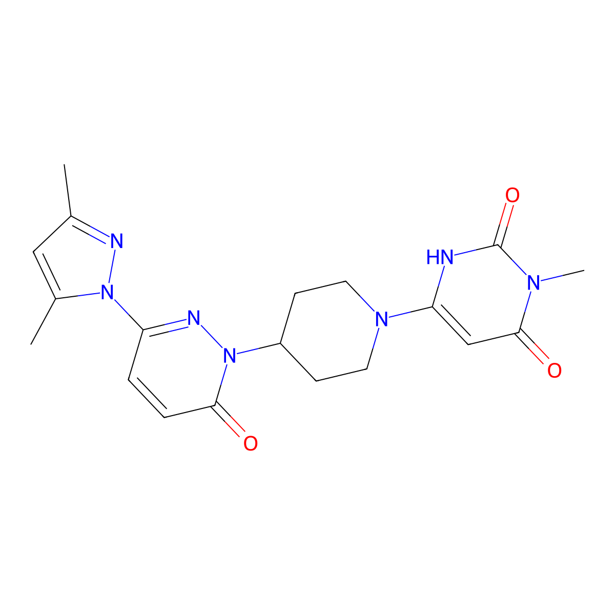 6-{4-[3-(3,5-dimethyl-1H-pyrazol-1-yl)-6-oxo-1,6-dihydropyridazin-1-yl]piperidin-1-yl}-3-methyl-1,2,3,4-tetrahydropyrimidine-2,4-dione molecular structure, CAS 2380009-16-3