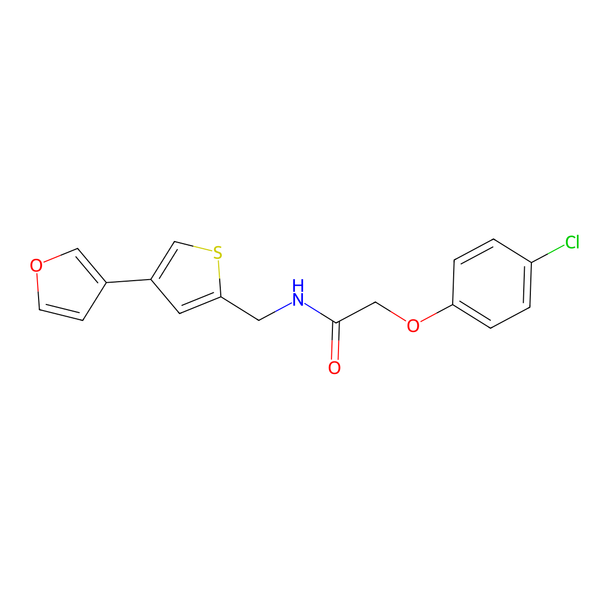 2-(4-chlorophenoxy)-N-{[4-(furan-3-yl)thiophen-2-yl]methyl}acetamide molecular structure, CAS 2380009-18-5