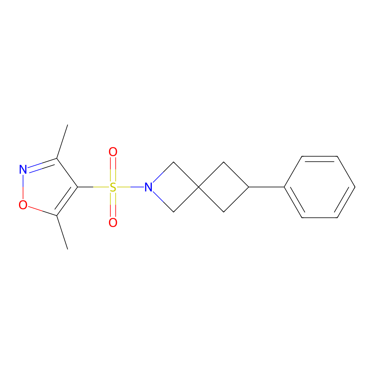 2-[(3,5-Dimethyl-1,2-oxazol-4-yl)sulfonyl]-6-phenyl-2-azaspiro[3.3]heptane molecular structure, CAS 2380009-23-2