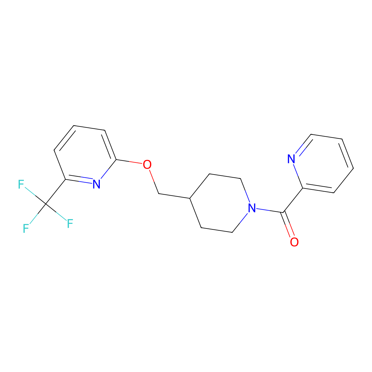 2-{[1-(Pyridine-2-carbonyl)piperidin-4-yl]methoxy}-6-(trifluoromethyl)pyridine molecular structure, CAS 2380009-24-3
