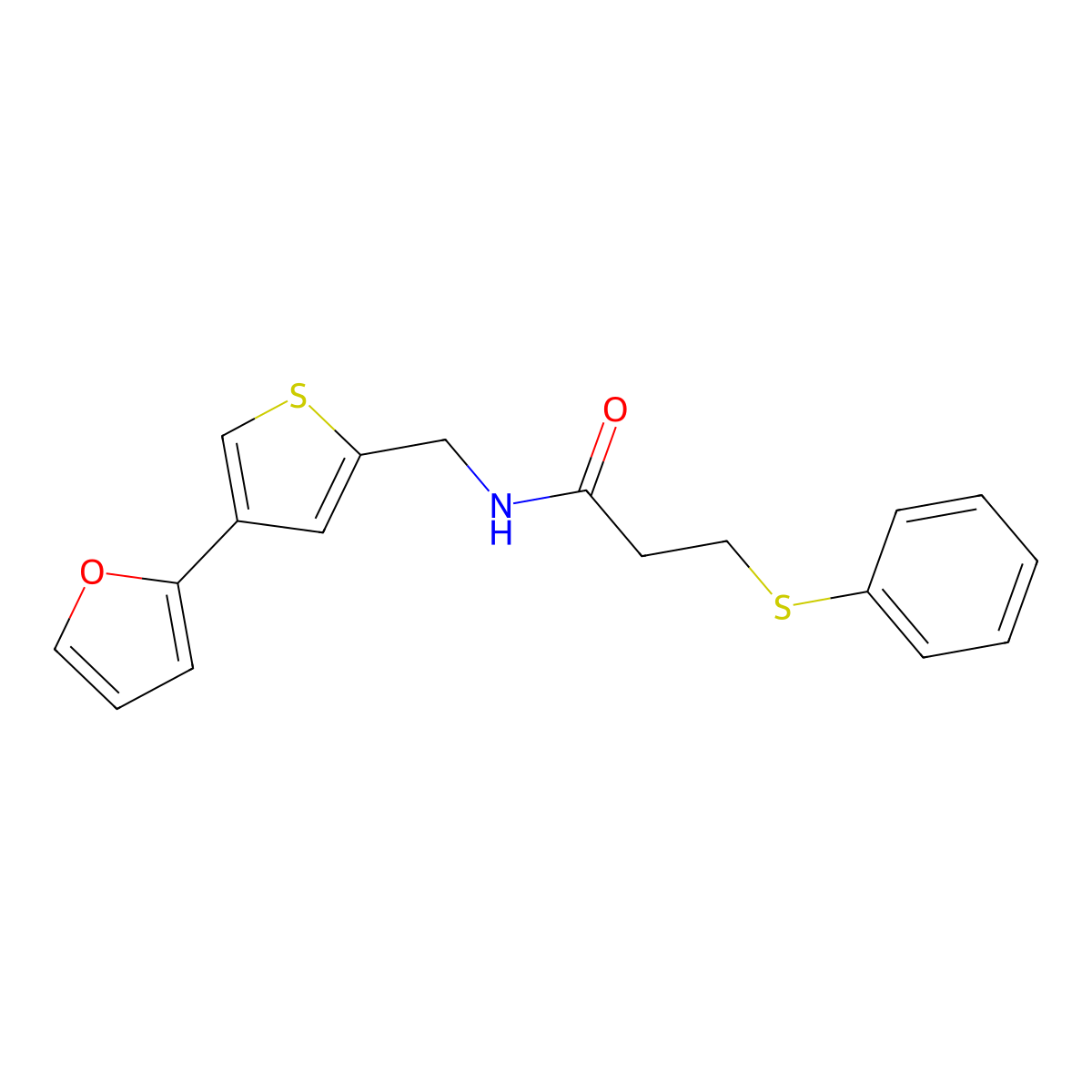 N-{[4-(furan-2-yl)thiophen-2-yl]methyl}-3-(phenylsulfanyl)propanamide molecular structure, CAS 2380009-26-5