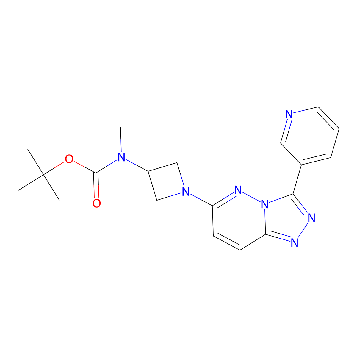 tert-butyl N-methyl-N-{1-[3-(pyridin-3-yl)-[1,2,4]triazolo[4,3-b]pyridazin-6-yl]azetidin-3-yl}carbamate molecular structure, CAS 2380009-28-7