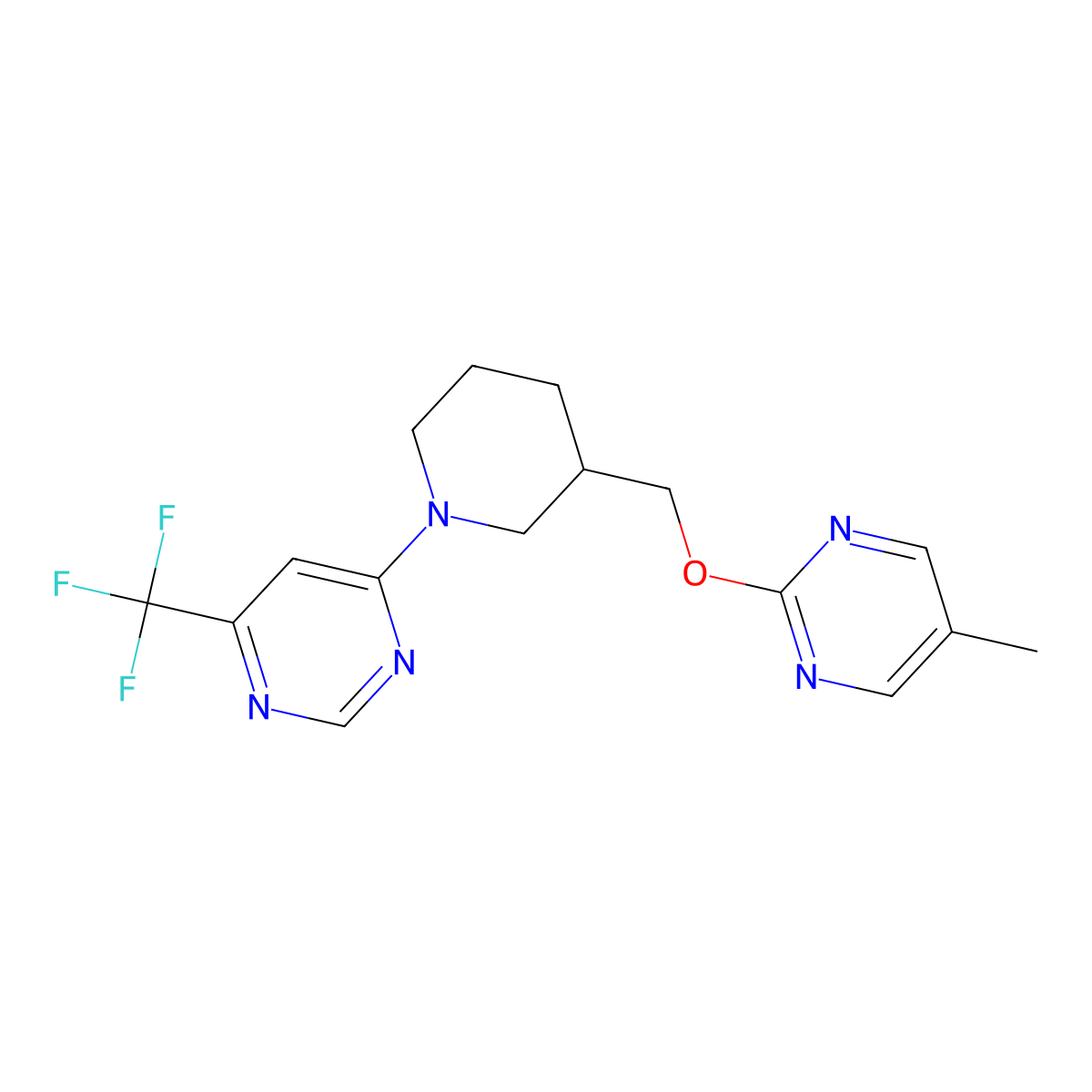 4-(3-{[(5-Methylpyrimidin-2-yl)oxy]methyl}piperidin-1-yl)-6-(trifluoromethyl)pyrimidine molecular structure, CAS 2380009-36-7