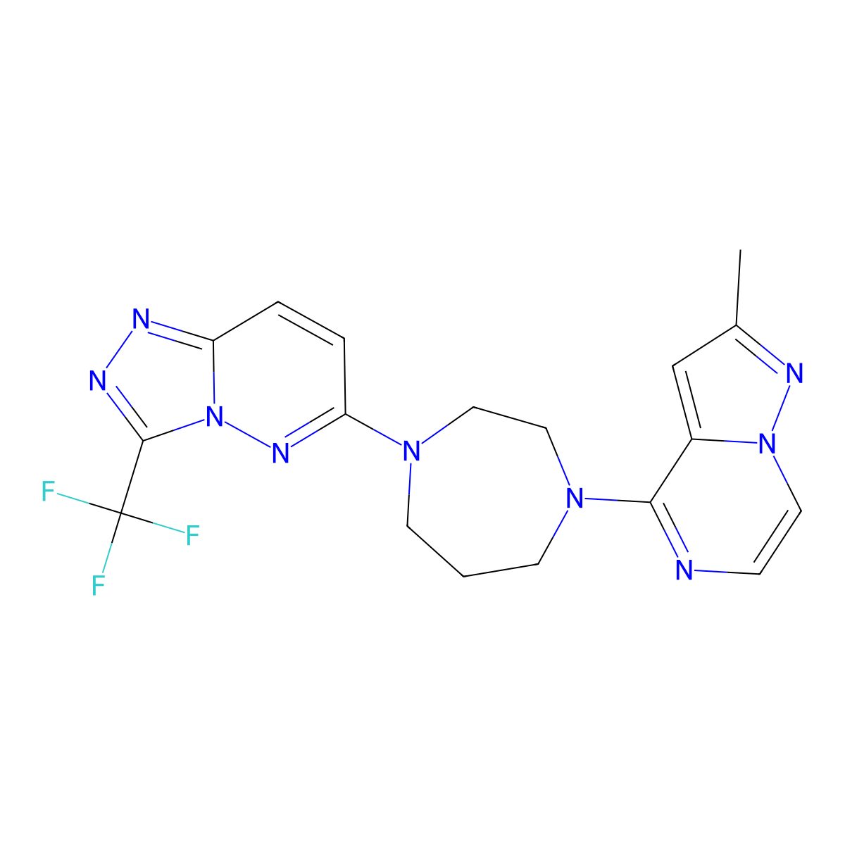 1-{2-Methylpyrazolo[1,5-a]pyrazin-4-yl}-4-[3-(trifluoromethyl)-[1,2,4]triazolo[4,3-b]pyridazin-6-yl]-1,4-diazepane molecular structure, CAS 2380009-37-8