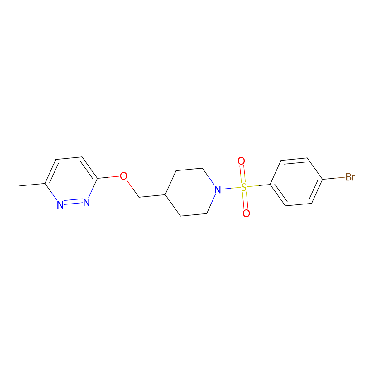 3-{[1-(4-Bromobenzenesulfonyl)piperidin-4-yl]methoxy}-6-methylpyridazine molecular structure, CAS 2380009-38-9