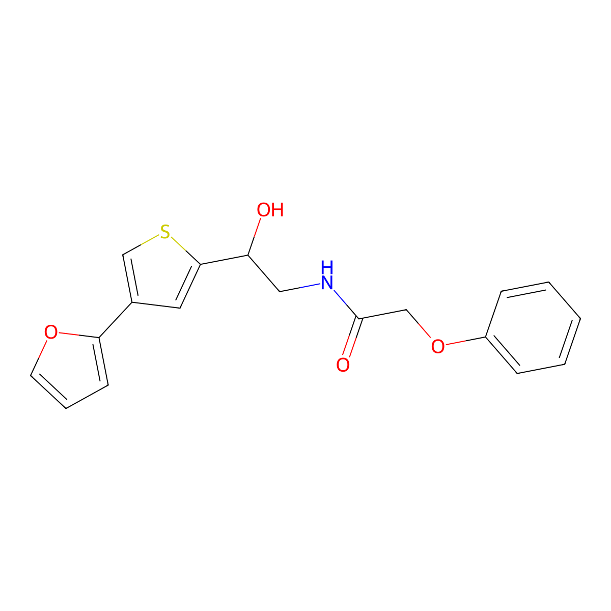 N-{2-[4-(furan-2-yl)thiophen-2-yl]-2-hydroxyethyl}-2-phenoxyacetamide molecular structure, CAS 2380009-41-4