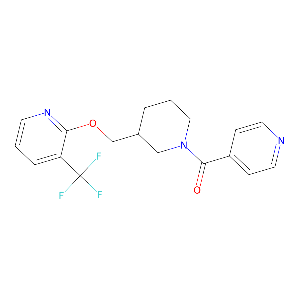 2-{[1-(Pyridine-4-carbonyl)piperidin-3-yl]methoxy}-3-(trifluoromethyl)pyridine molecular structure, CAS 2380009-46-9