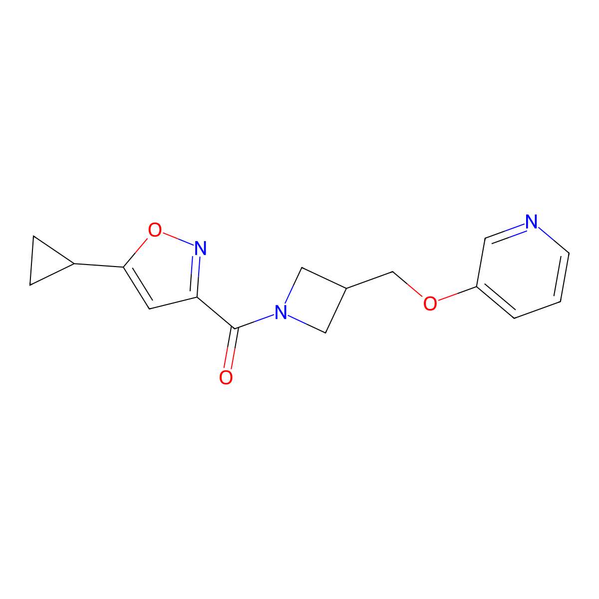 3-{[1-(5-Cyclopropyl-1,2-oxazole-3-carbonyl)azetidin-3-yl]methoxy}pyridine molecular structure, CAS 2380009-51-6