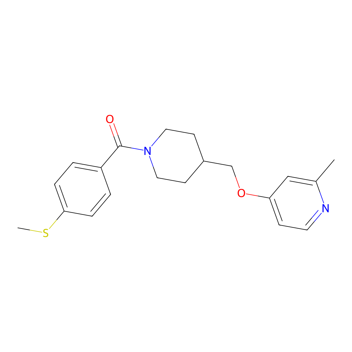 2-Methyl-4-({1-[4-(methylsulfanyl)benzoyl]piperidin-4-yl}methoxy)pyridine molecular structure, CAS 2380009-52-7