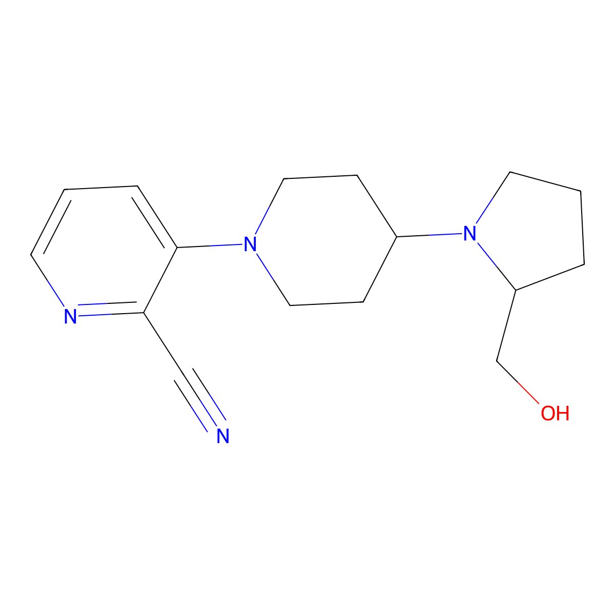 3-{4-[2-(Hydroxymethyl)pyrrolidin-1-yl]piperidin-1-yl}pyridine-2-carbonitrile molecular structure, CAS 2380009-57-2