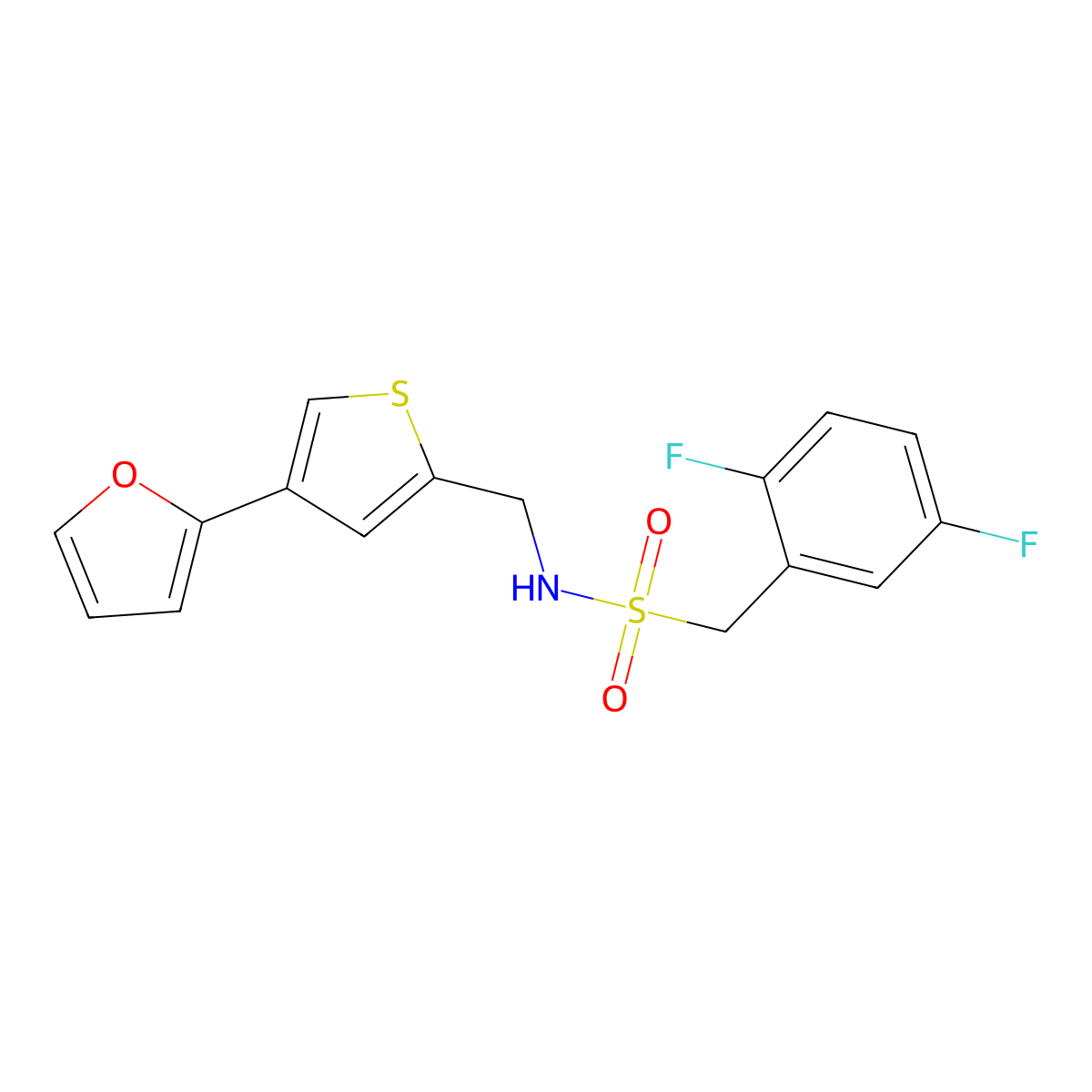 1-(2,5-difluorophenyl)-N-{[4-(furan-2-yl)thiophen-2-yl]methyl}methanesulfonamide molecular structure, CAS 2380009-60-7