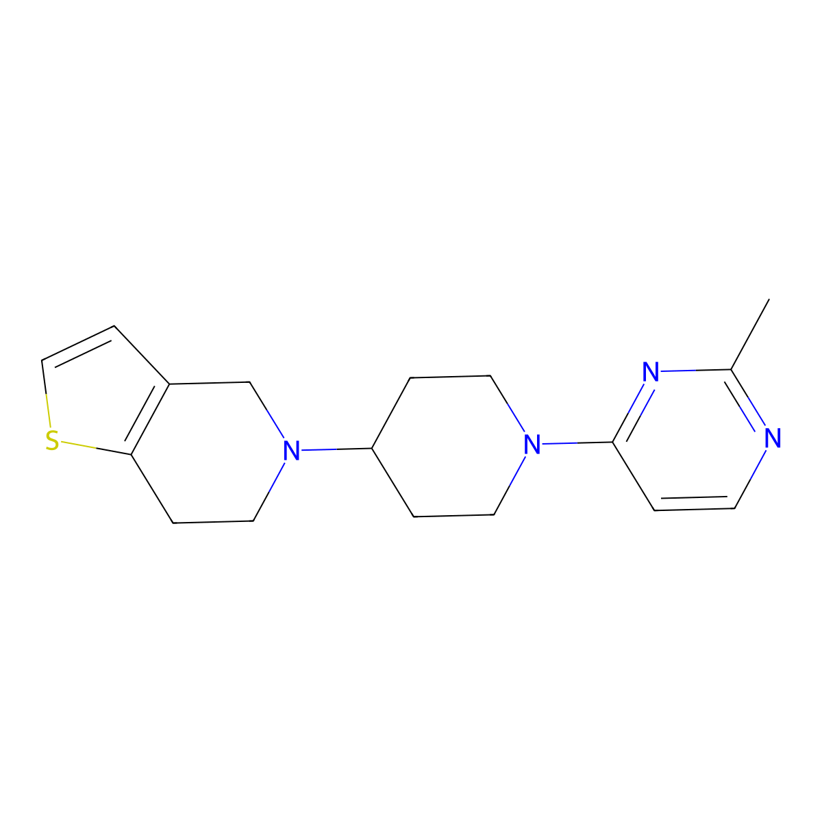 2-methyl-4-(4-{4H,5H,6H,7H-thieno[3,2-c]pyridin-5-yl}piperidin-1-yl)pyrimidine molecular structure, CAS 2380009-63-0