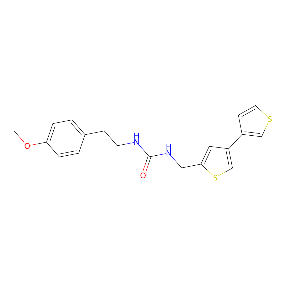 3-({[3,3'-Bithiophene]-5-yl}methyl)-1-[2-(4-methoxyphenyl)ethyl]urea molecular structure, CAS 2380009-65-2