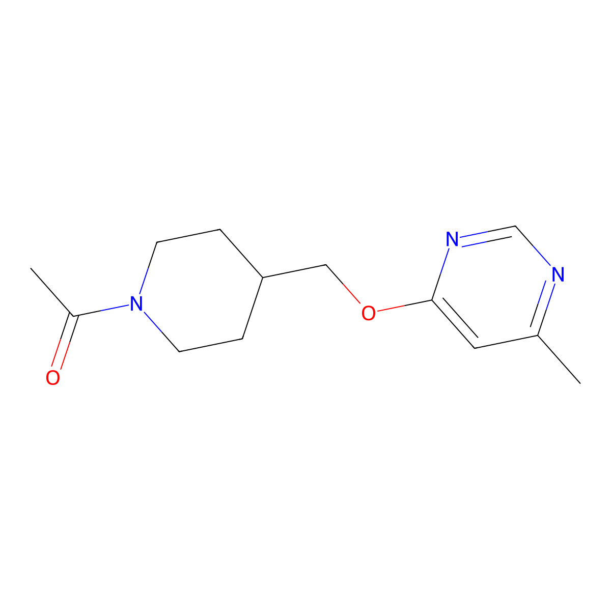 1-(4-{[(6-Methylpyrimidin-4-yl)oxy]methyl}piperidin-1-yl)ethan-1-one molecular structure, CAS 2380009-66-3