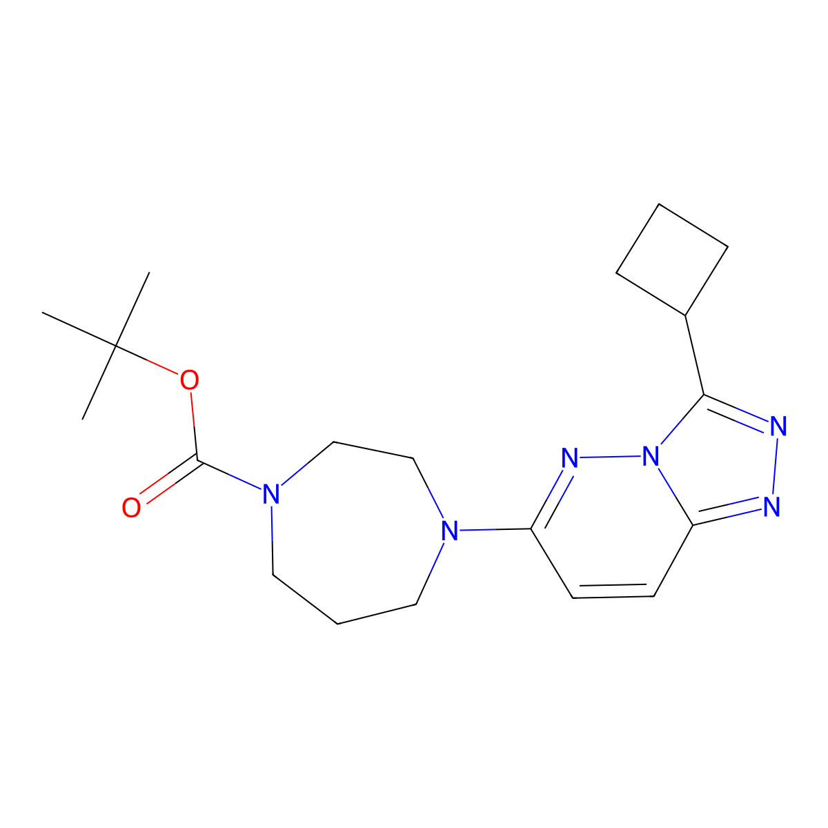 Tert-butyl 4-{3-cyclobutyl-[1,2,4]triazolo[4,3-b]pyridazin-6-yl}-1,4-diazepane-1-carboxylate molecular structure, CAS 2380009-69-6
