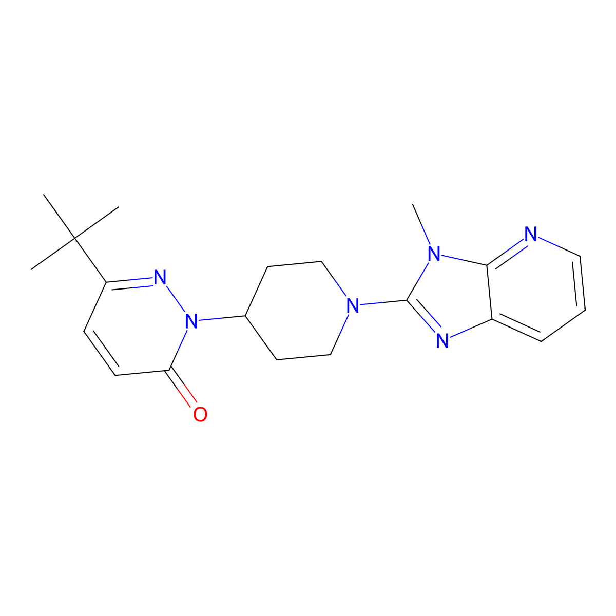 6-tert-butyl-2-(1-{3-methyl-3H-imidazo[4,5-b]pyridin-2-yl}piperidin-4-yl)-2,3-dihydropyridazin-3-one molecular structure, CAS 2380009-71-0