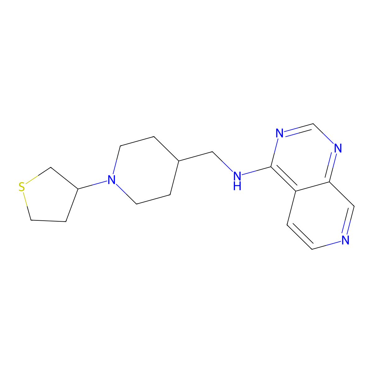 N-{[1-(thiolan-3-yl)piperidin-4-yl]methyl}pyrido[3,4-d]pyrimidin-4-amine molecular structure, CAS 2380009-72-1