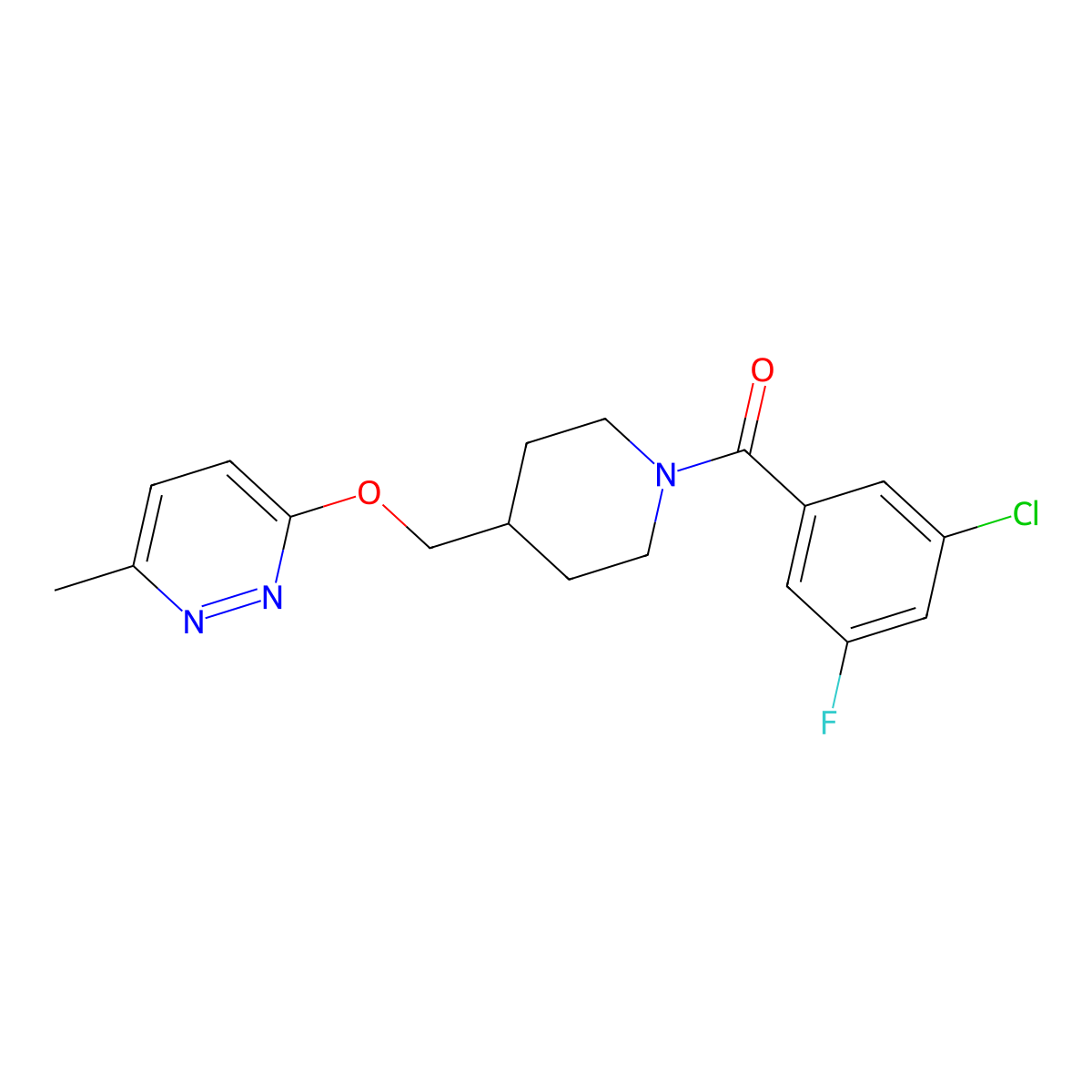 3-{[1-(3-Chloro-5-fluorobenzoyl)piperidin-4-yl]methoxy}-6-methylpyridazine molecular structure, CAS 2380009-79-8
