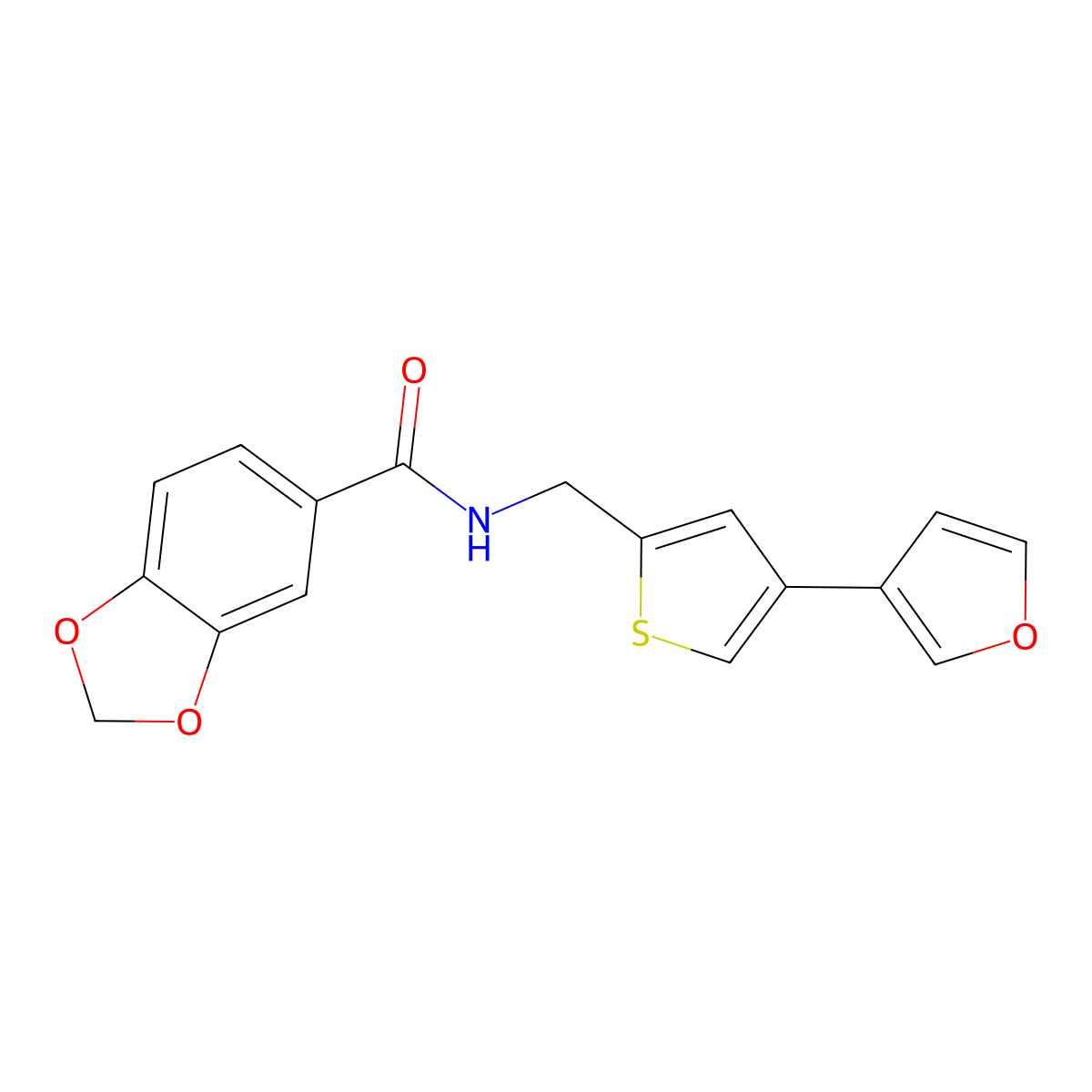 N-{[4-(furan-3-yl)thiophen-2-yl]methyl}-2H-1,3-benzodioxole-5-carboxamide molecular structure, CAS 2380009-83-4