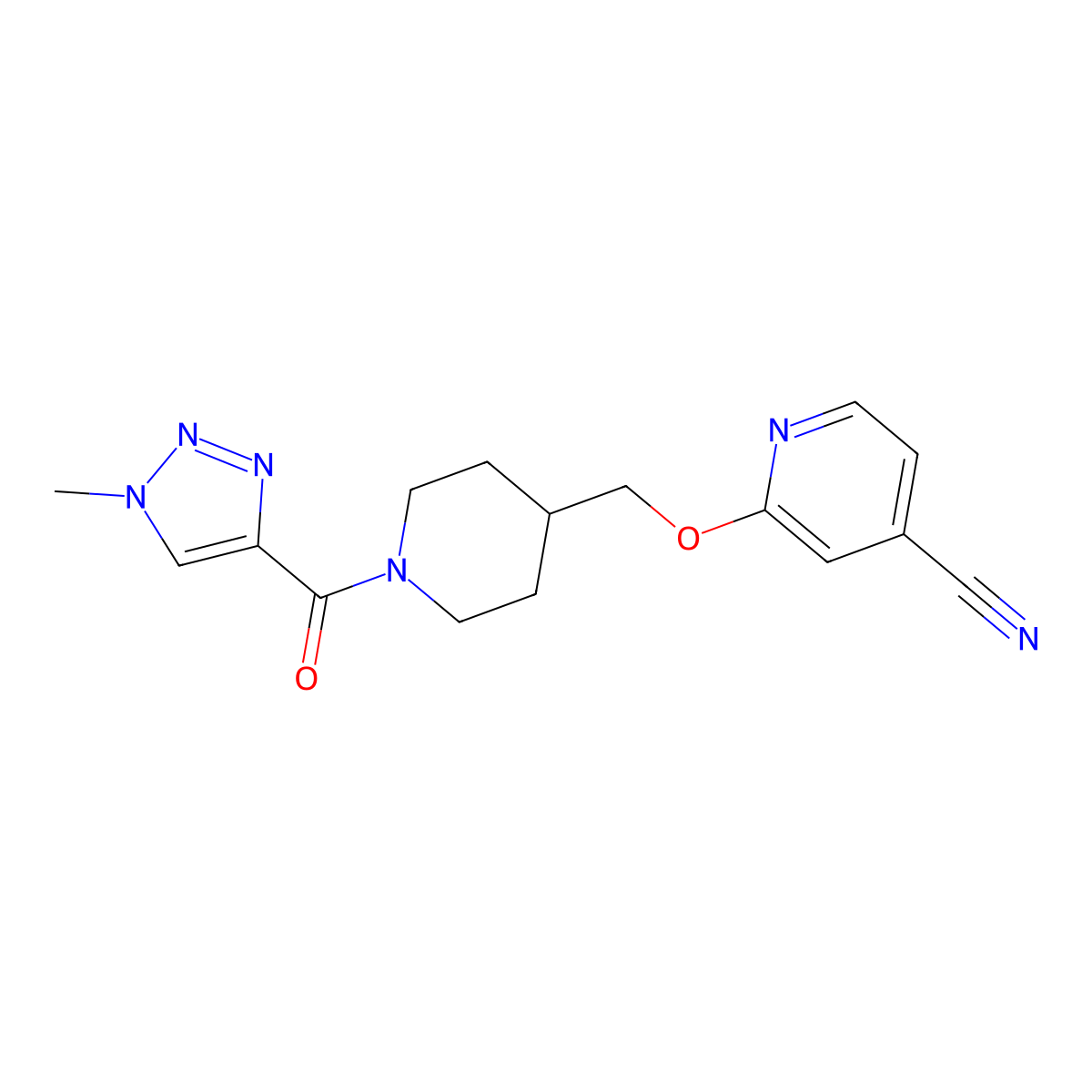 2-{[1-(1-methyl-1H-1,2,3-triazole-4-carbonyl)piperidin-4-yl]methoxy}pyridine-4-carbonitrile molecular structure, CAS 2380009-84-5