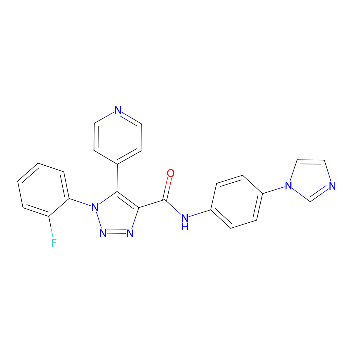 1-(2-fluorophenyl)-N-[4-(1H-imidazol-1-yl)phenyl]-5-(pyridin-4-yl)-1H-1,2,3-triazole-4-carboxamide molecular structure, CAS 2380009-90-3