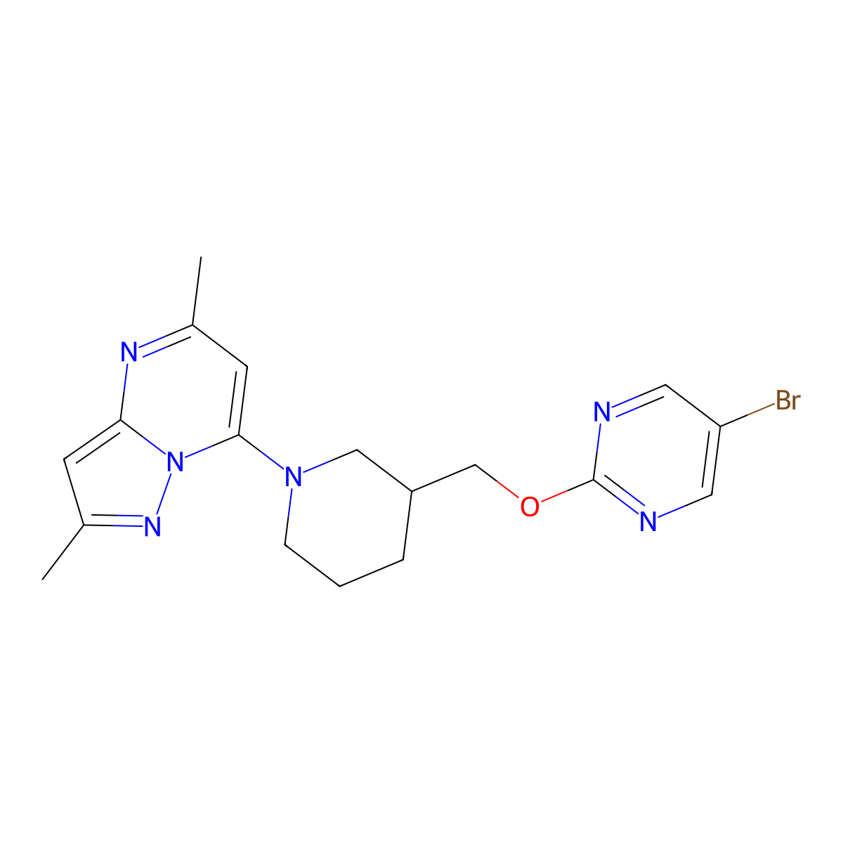 5-Bromo-2-[(1-{2,5-dimethylpyrazolo[1,5-a]pyrimidin-7-yl}piperidin-3-yl)methoxy]pyrimidine molecular structure, CAS 2380009-94-7