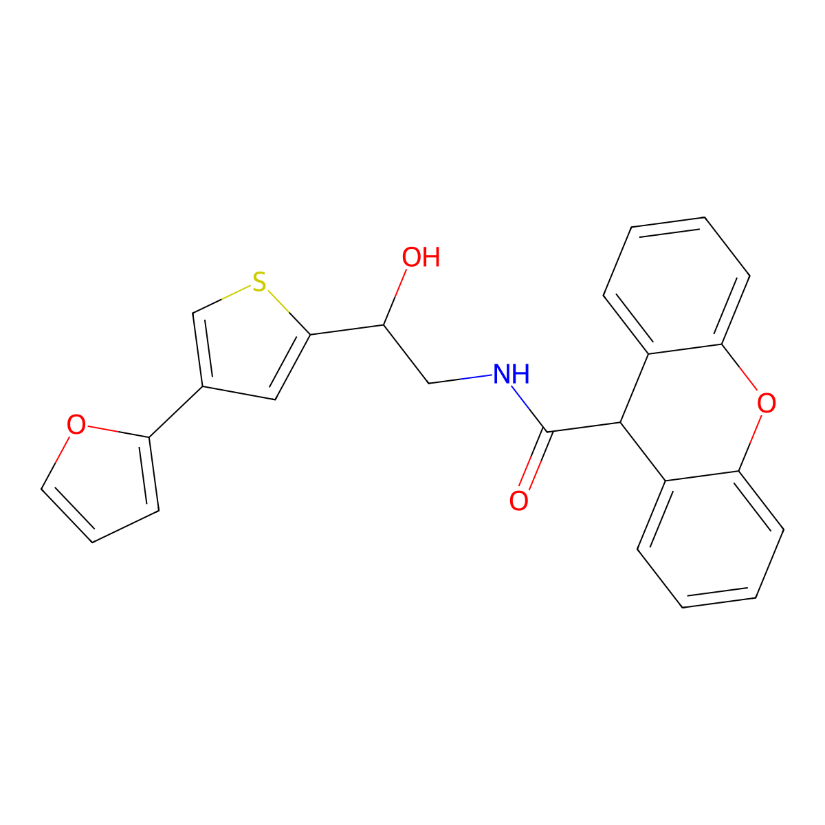 N-{2-[4-(furan-2-yl)thiophen-2-yl]-2-hydroxyethyl}-9H-xanthene-9-carboxamide molecular structure, CAS 2380009-95-8
