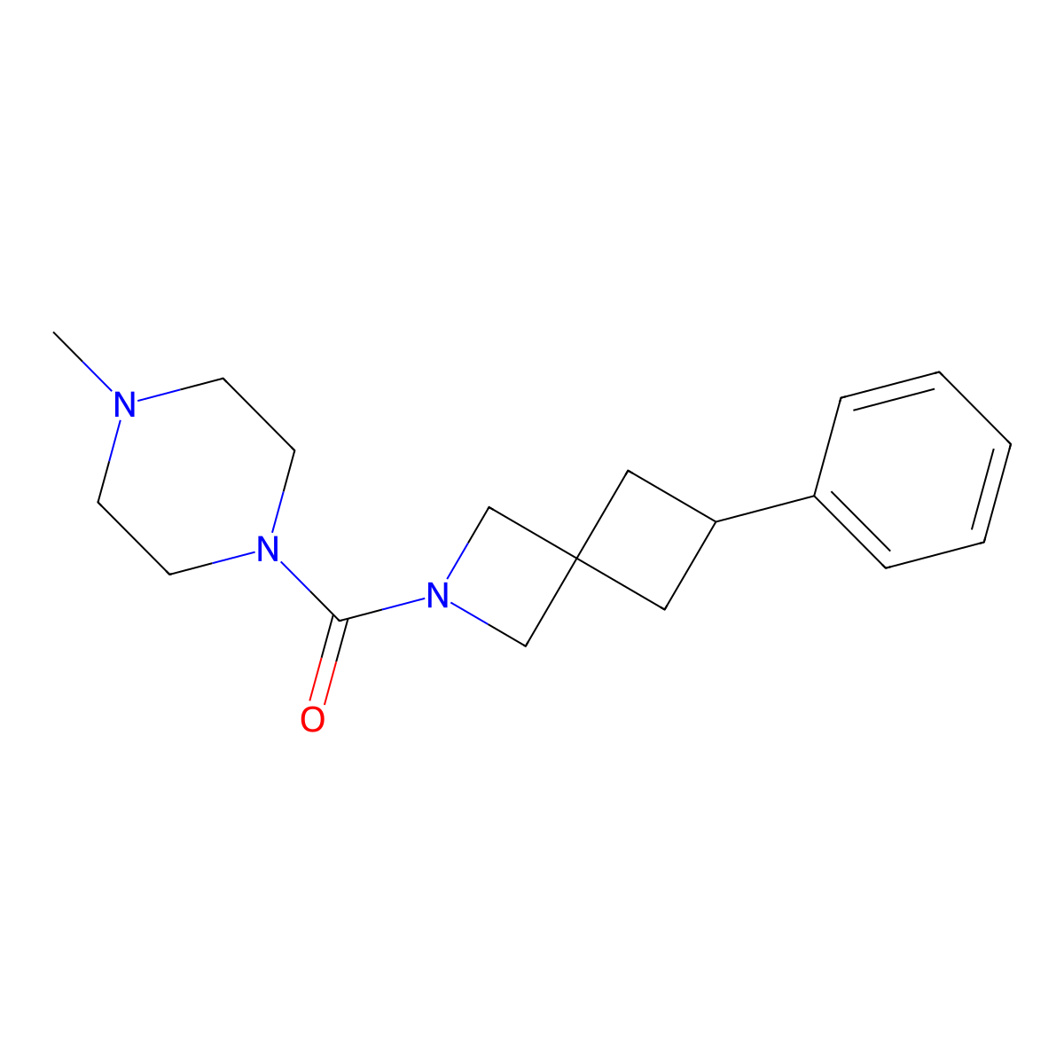 2-(4-Methylpiperazine-1-carbonyl)-6-phenyl-2-azaspiro[3.3]heptane molecular structure, CAS 2380009-96-9