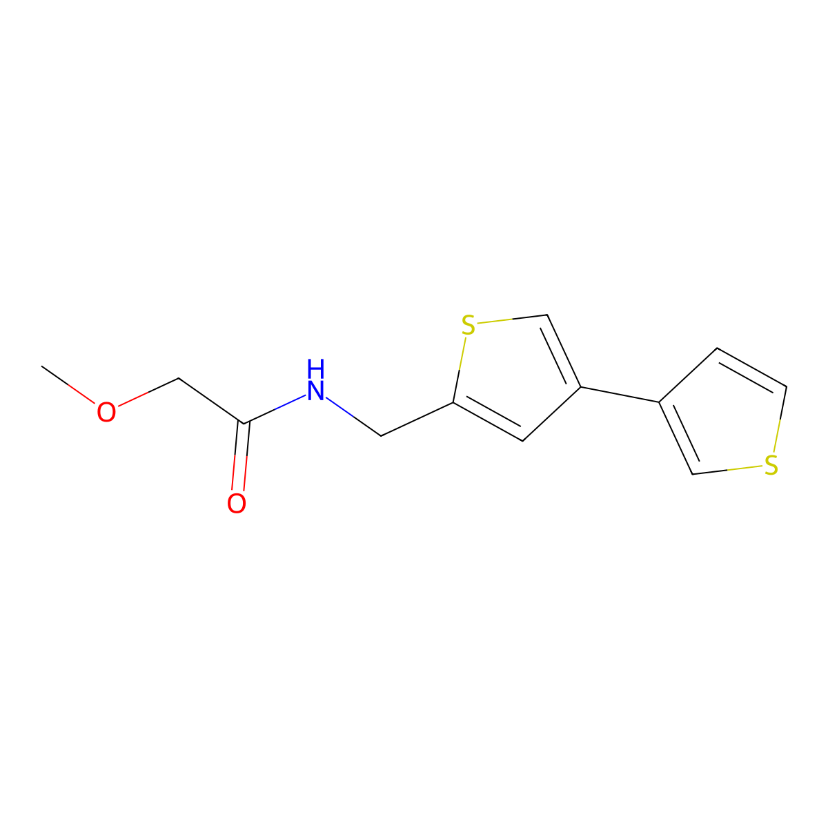 N-({[3,3'-bithiophene]-5-yl}methyl)-2-methoxyacetamide molecular structure, CAS 2380009-97-0