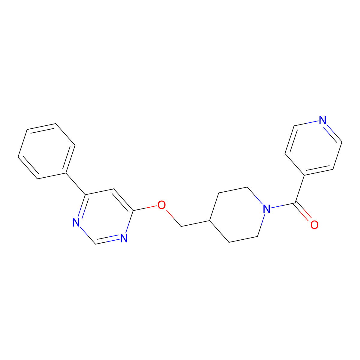4-Phenyl-6-{[1-(pyridine-4-carbonyl)piperidin-4-yl]methoxy}pyrimidine molecular structure, CAS 2380010-02-4