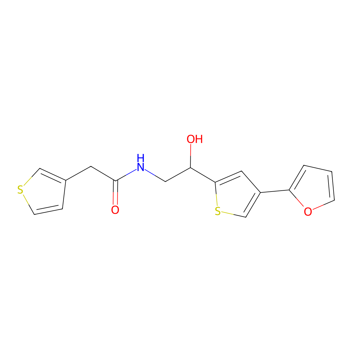 N-{2-[4-(furan-2-yl)thiophen-2-yl]-2-hydroxyethyl}-2-(thiophen-3-yl)acetamide molecular structure, CAS 2380010-03-5