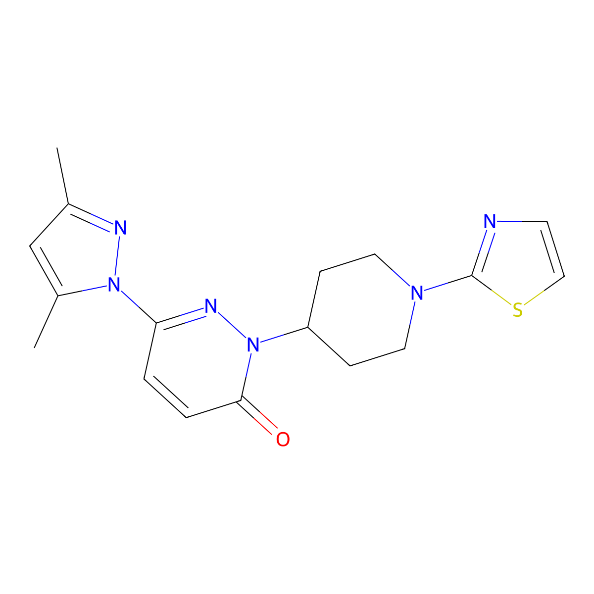 6-(3,5-dimethyl-1H-pyrazol-1-yl)-2-[1-(1,3-thiazol-2-yl)piperidin-4-yl]-2,3-dihydropyridazin-3-one molecular structure, CAS 2380010-05-7