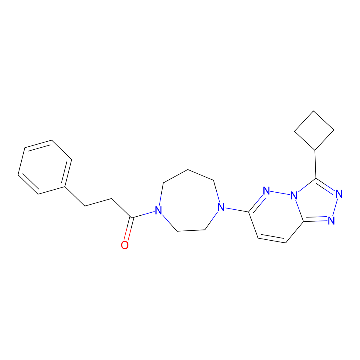 1-(4-{3-Cyclobutyl-[1,2,4]triazolo[4,3-b]pyridazin-6-yl}-1,4-diazepan-1-yl)-3-phenylpropan-1-one molecular structure, CAS 2380010-06-8