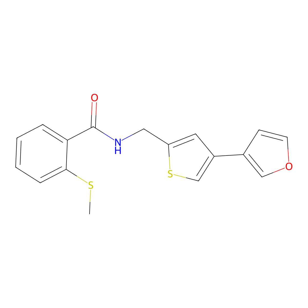 N-{[4-(furan-3-yl)thiophen-2-yl]methyl}-2-(methylsulfanyl)benzamide molecular structure, CAS 2380010-07-9