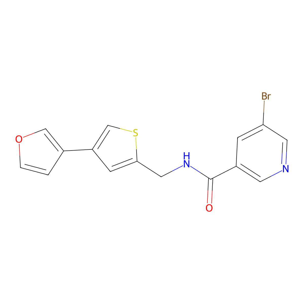 5-bromo-N-{[4-(furan-3-yl)thiophen-2-yl]methyl}pyridine-3-carboxamide molecular structure, CAS 2380010-08-0