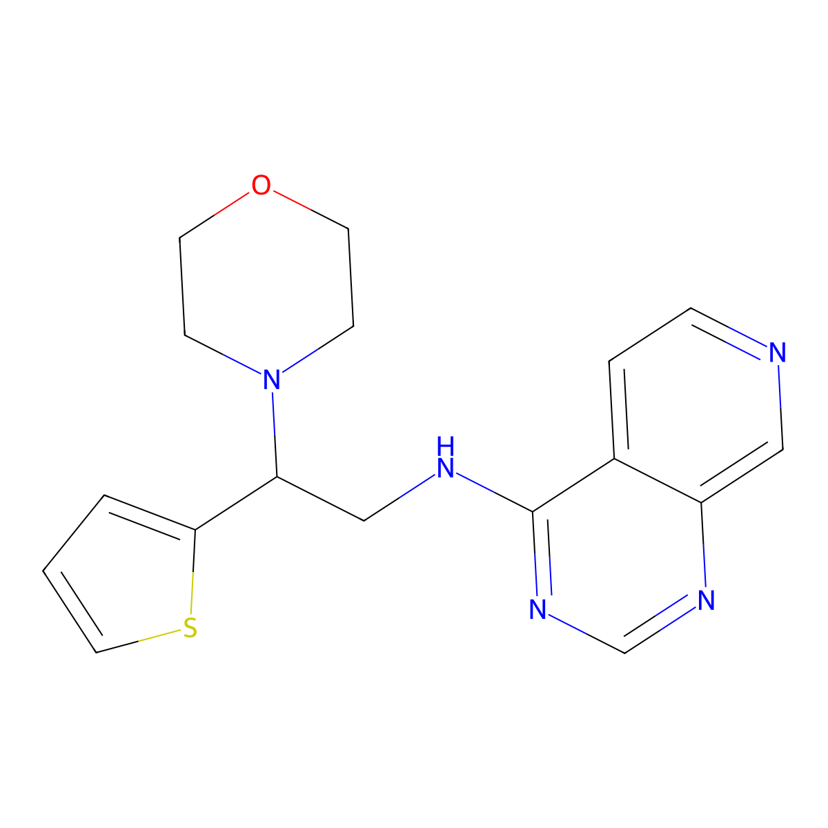 N-[2-(morpholin-4-yl)-2-(thiophen-2-yl)ethyl]pyrido[3,4-d]pyrimidin-4-amine molecular structure, CAS 2380010-09-1