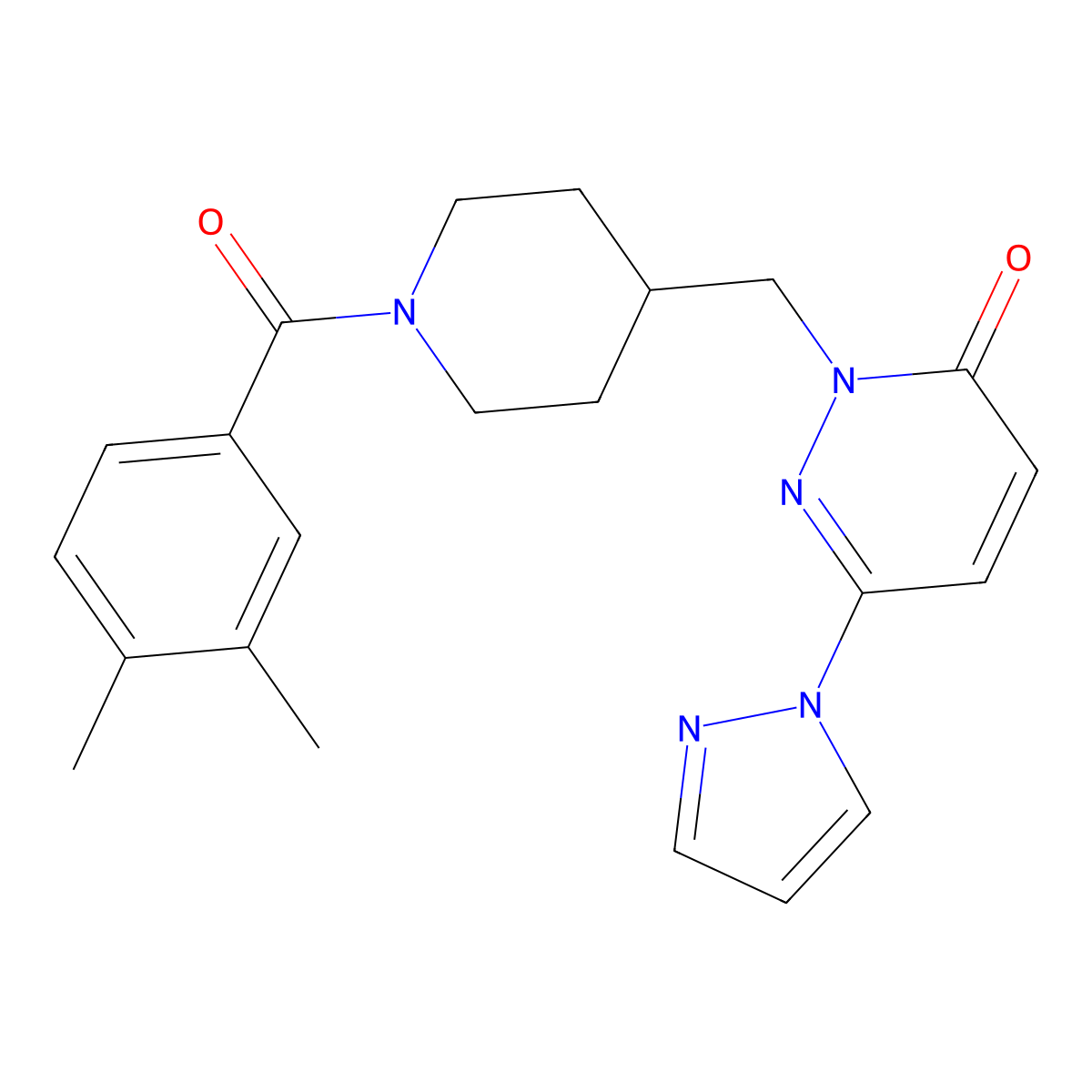2-{[1-(3,4-dimethylbenzoyl)piperidin-4-yl]methyl}-6-(1H-pyrazol-1-yl)-2,3-dihydropyridazin-3-one molecular structure, CAS 2380010-12-6