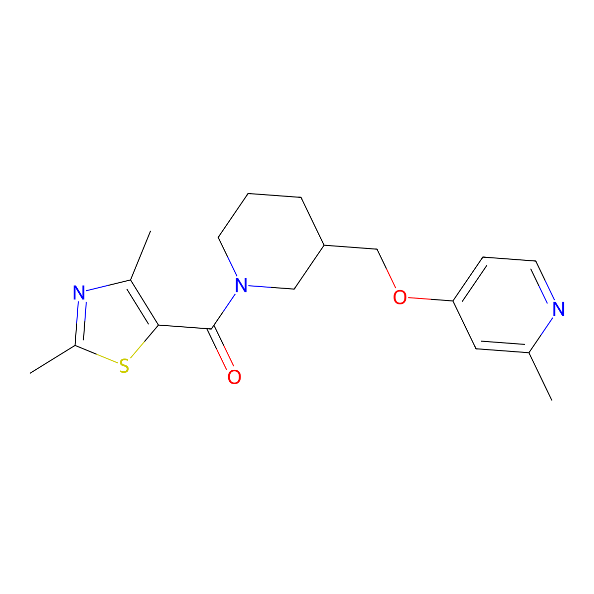 4-{[1-(2,4-Dimethyl-1,3-thiazole-5-carbonyl)piperidin-3-yl]methoxy}-2-methylpyridine molecular structure, CAS 2380010-20-6